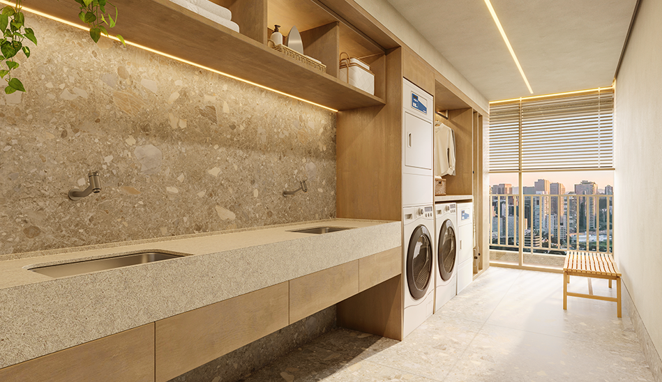 Perspectiva ilustrada da Lavanderia compartilhada