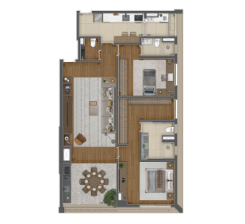 Planta 124m² | 3 Suítes