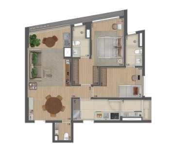 Planta 82m² | 2 Suítes