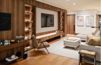 Foto real do apartamento decorado opção de 124m²