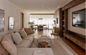 Foto real do apartamento decorado opção de 124m²