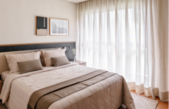 Foto real do apartamento decorado opção de 124m²