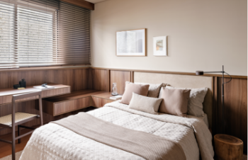 Foto real do apartamento decorado opção de 124m²