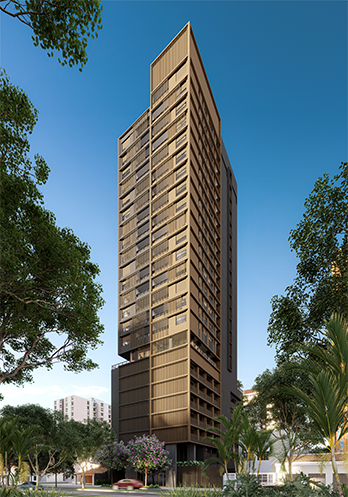 Perspectiva ilustrada da fachada diurna